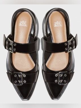 wild fable Black Pointed Double-Buckle Mary Jane Mules